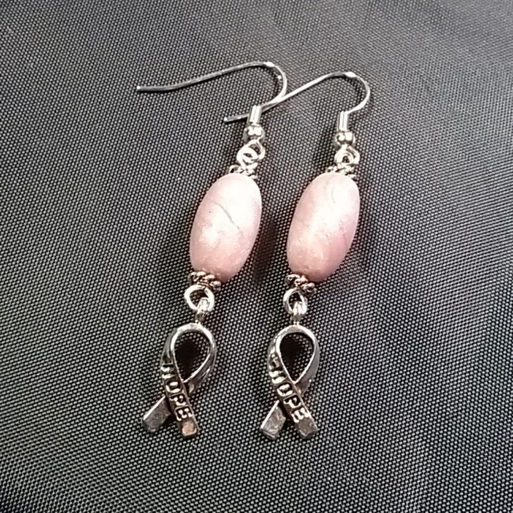 π3/$25 πNWOT *BREAST CANCER AWARENESS* PINK & SILVER "HOPE" RIBBON EARRINGS